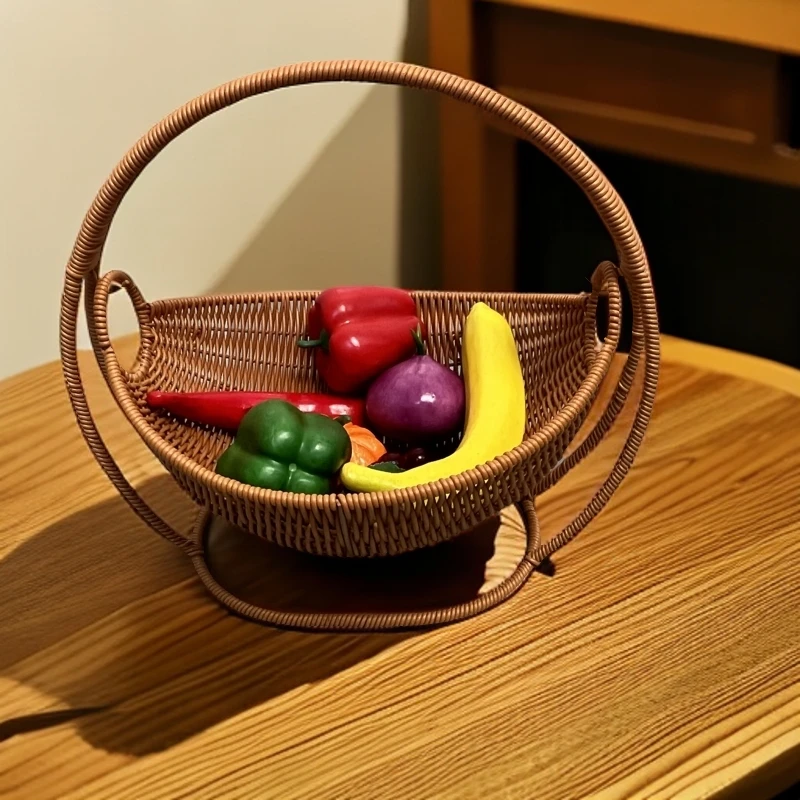 摇摇水果篮手工编织秋千果盘客厅果盘摆件
