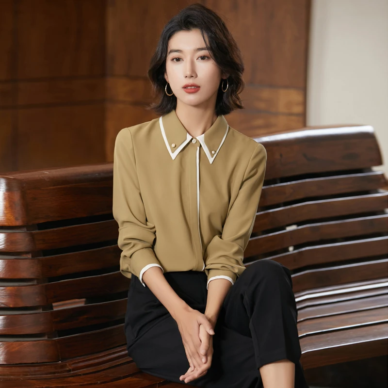 【曼·贝】秋新款职业长袖设计感小众大码气质上衣8293101女士衬衫