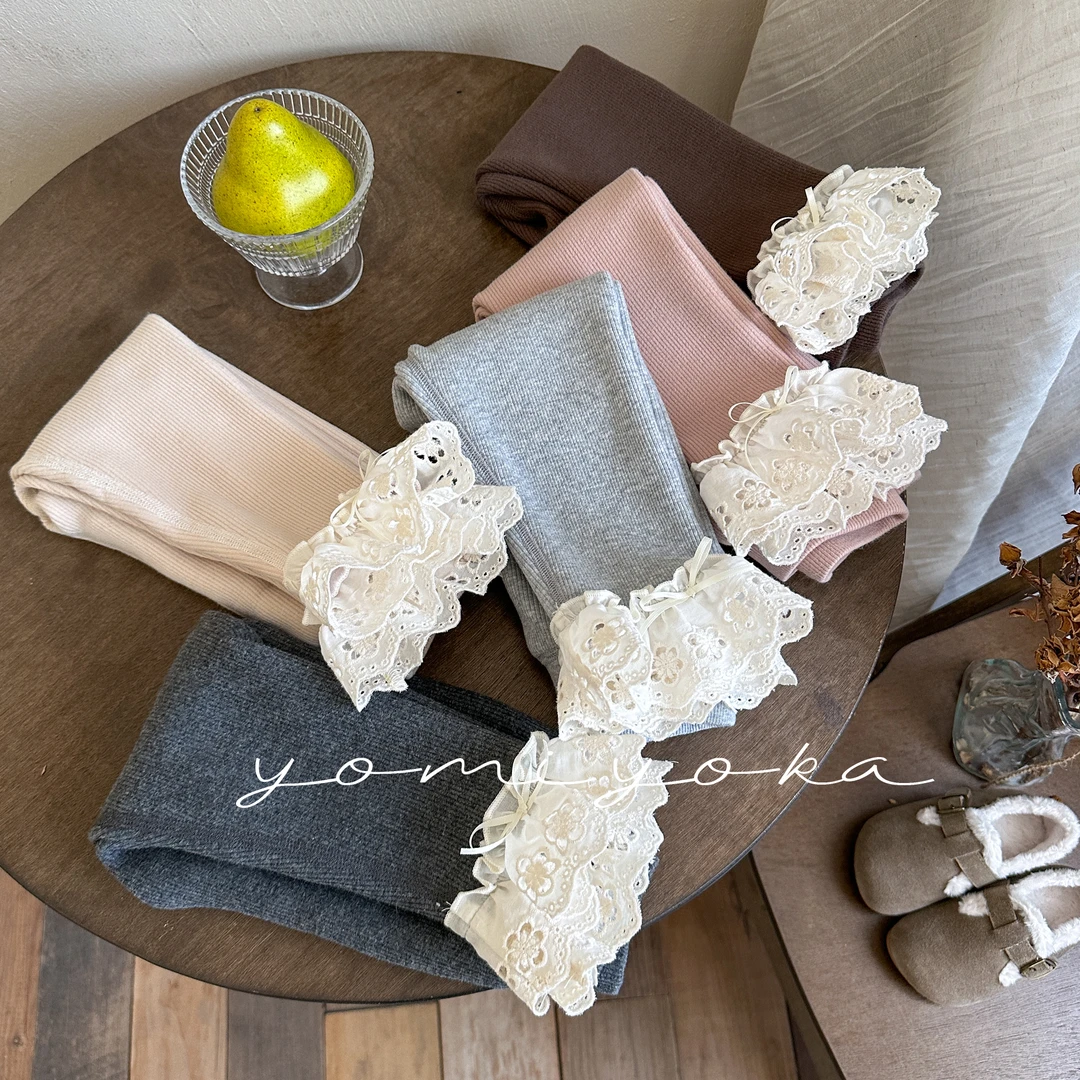 【现货】童装2024冬新款加绒保暖脚口花边打底裤 244-优米优卡-130