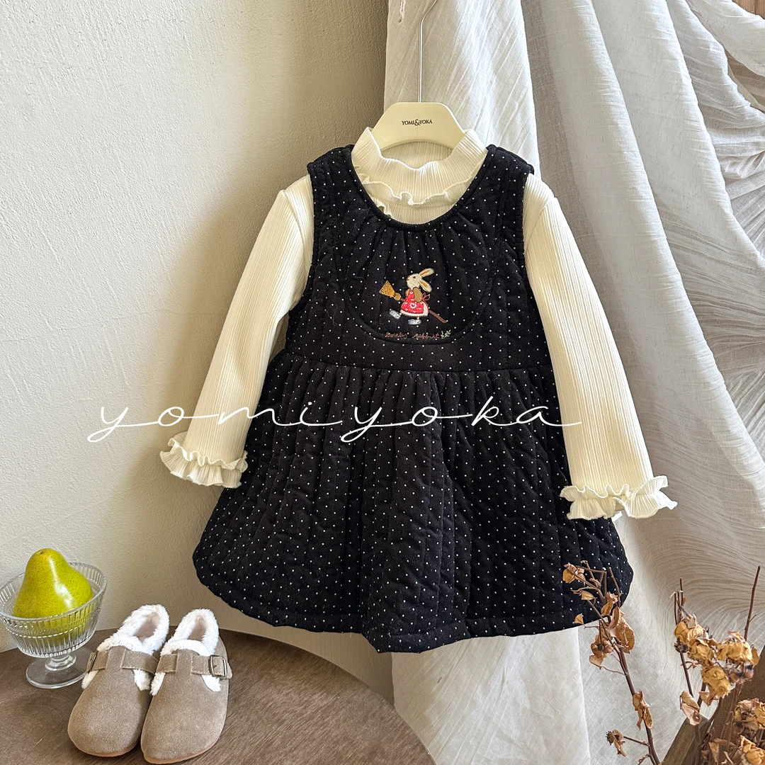 【现货】童装2024冬季新款儿童夹棉加厚波点马甲裙244-优米优卡-112