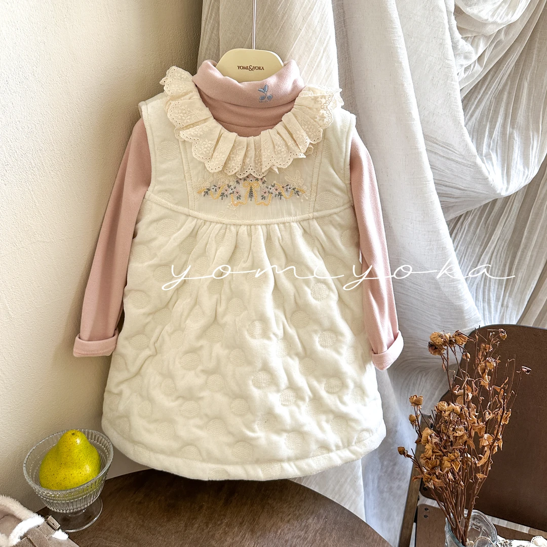 【现货】童装2024冬季新款加绒加厚刺绣马甲连衣裙244-优米优卡-109