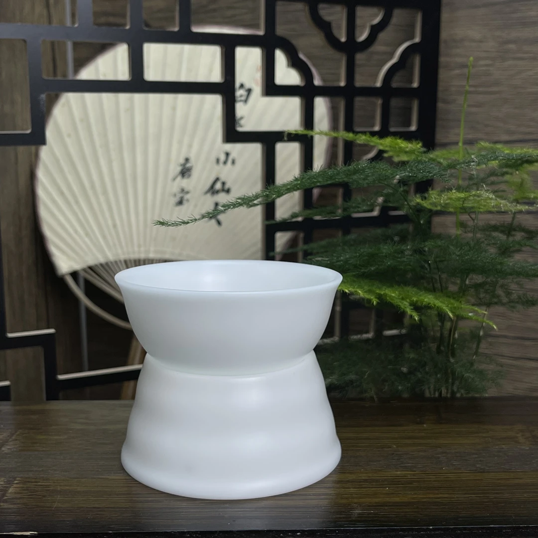 德化白瓷高档素烧全瓷一体茶漏茶道配件茶渣过滤器组合手工家用