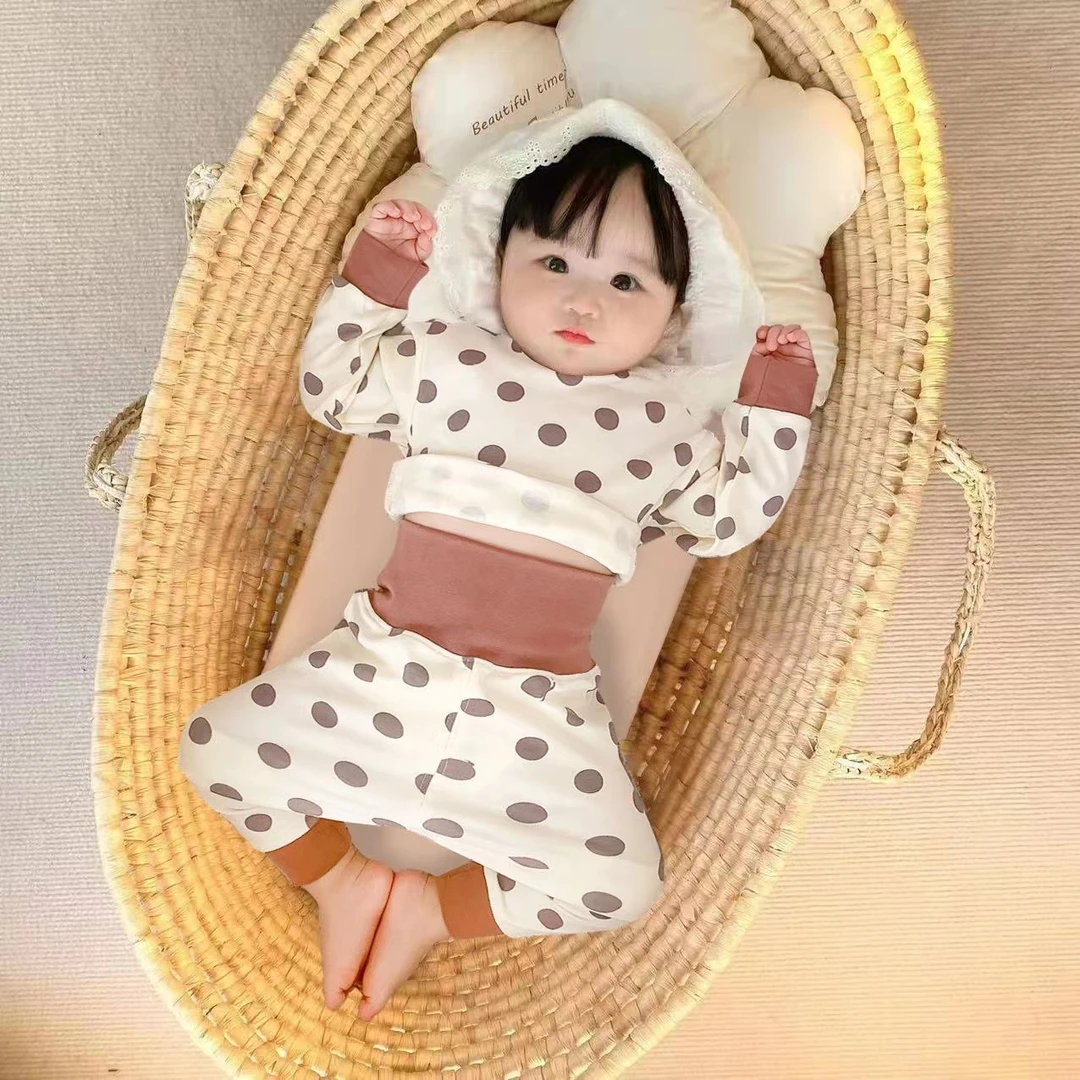 婴儿衣服高腰护肚秋冬宝宝家居服睡衣秋衣打底保暖内衣两件套儿童
