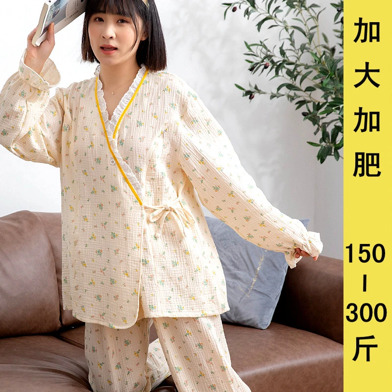 孕妇夏季大码月子服加大加肥产后月子服哺乳睡衣300斤薄纱布