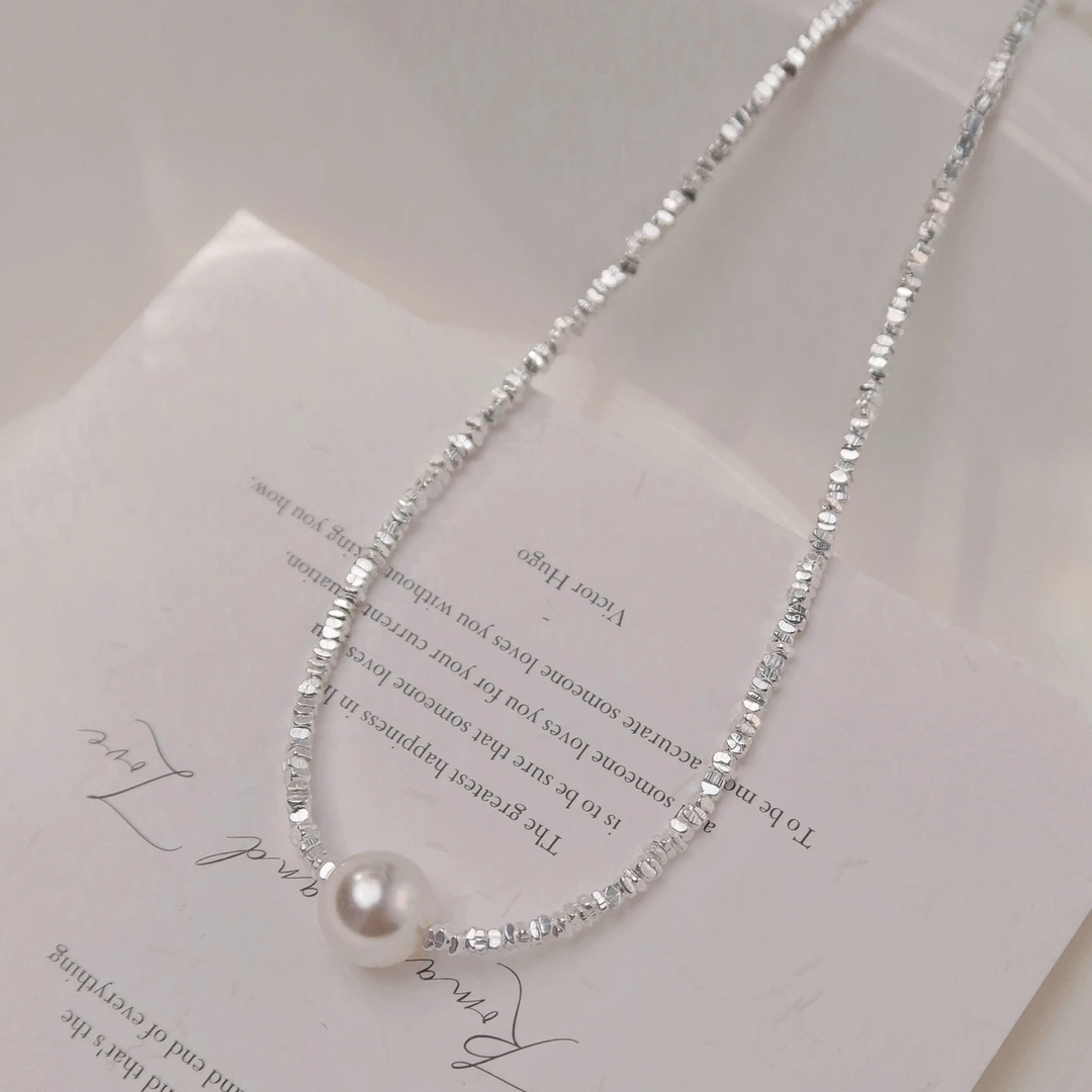 链子足银贝壳 999银碎首饰女款氛围感配饰小众银子