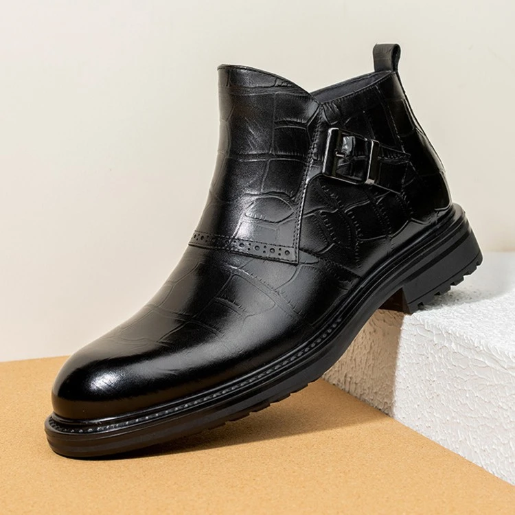 老人头冬季新款高帮头层牛皮英伦马丁靴男仕大头厚底加绒皮鞋棉靴