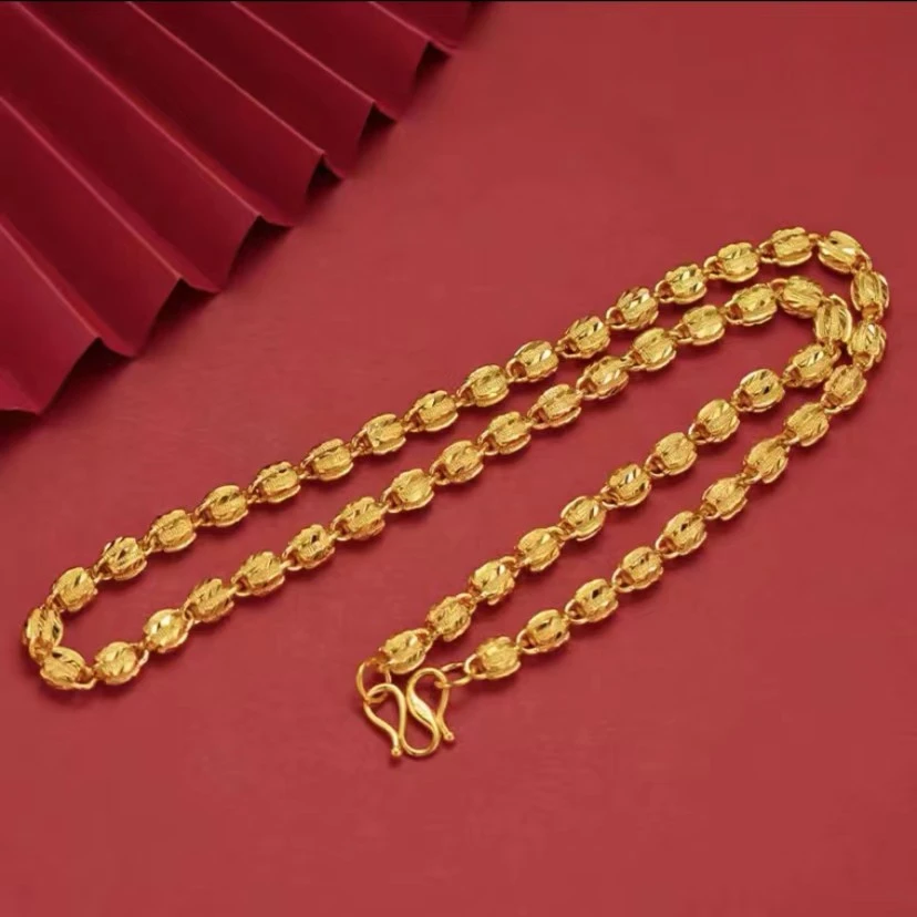 合金项链 实心核桃项链。时尚百搭毛衣链锁骨链