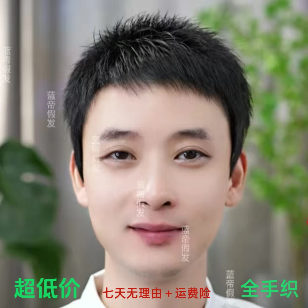 【全手织透明网底自由式毛寸】中老年男士夏季轻薄透气全蓬松假发套