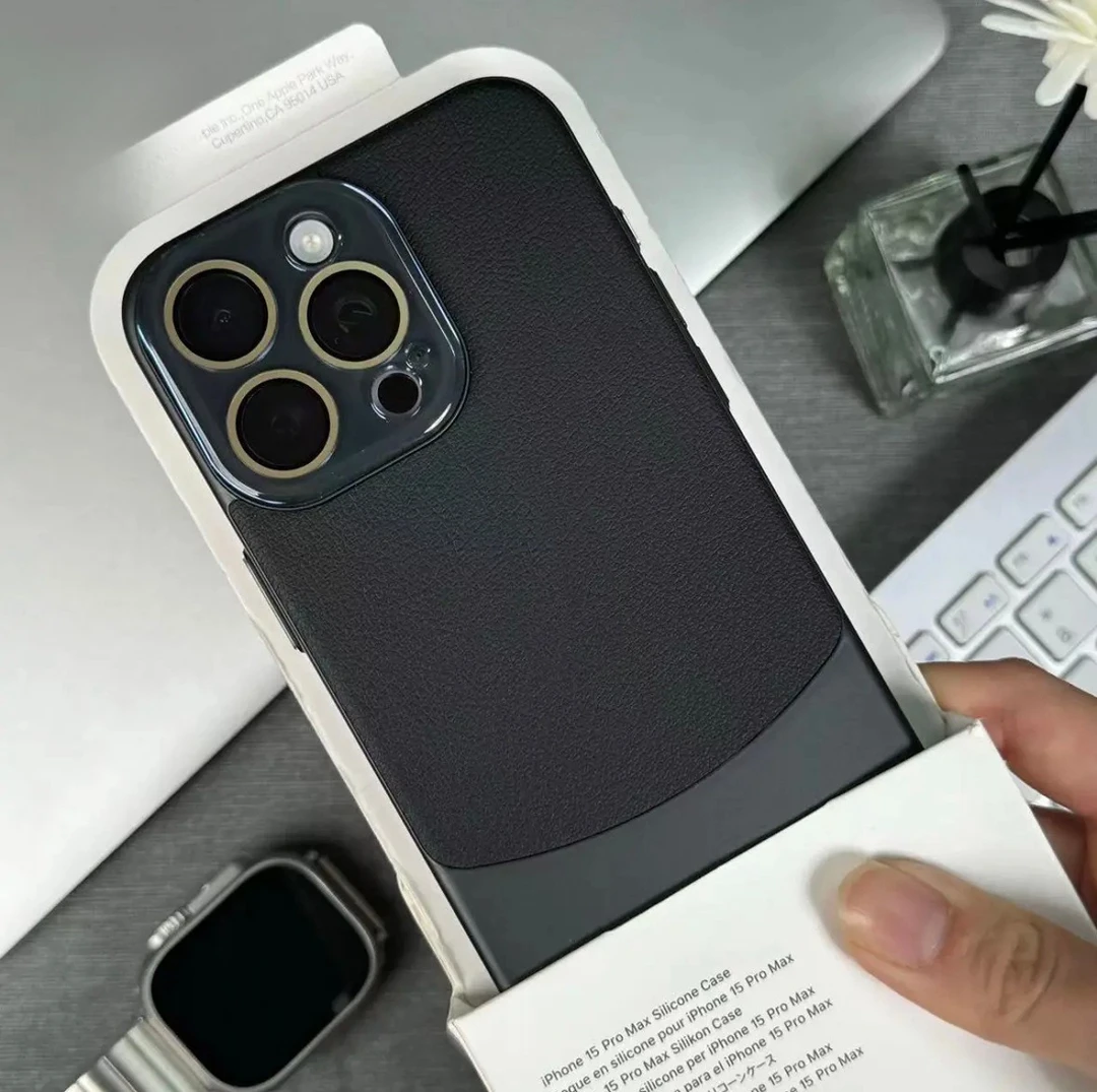 适用苹果13手机壳iPhone15水晶镜头双拼皮纹14保护套磨砂全包时尚
