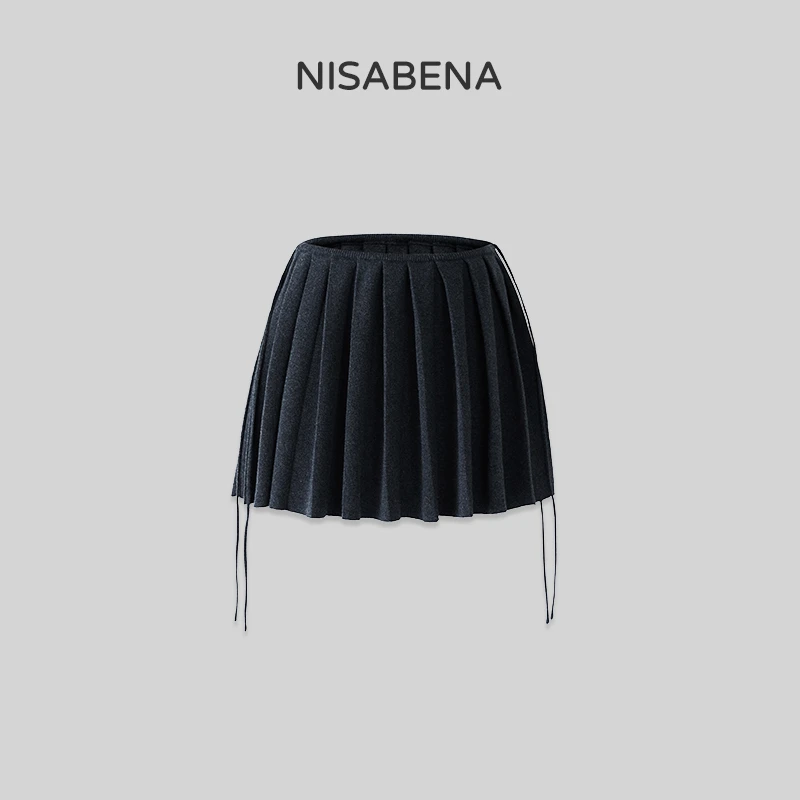 nisabena【阿莉埃蒂】针织百褶裙短裙秋冬显瘦百搭设计感显瘦半身裙