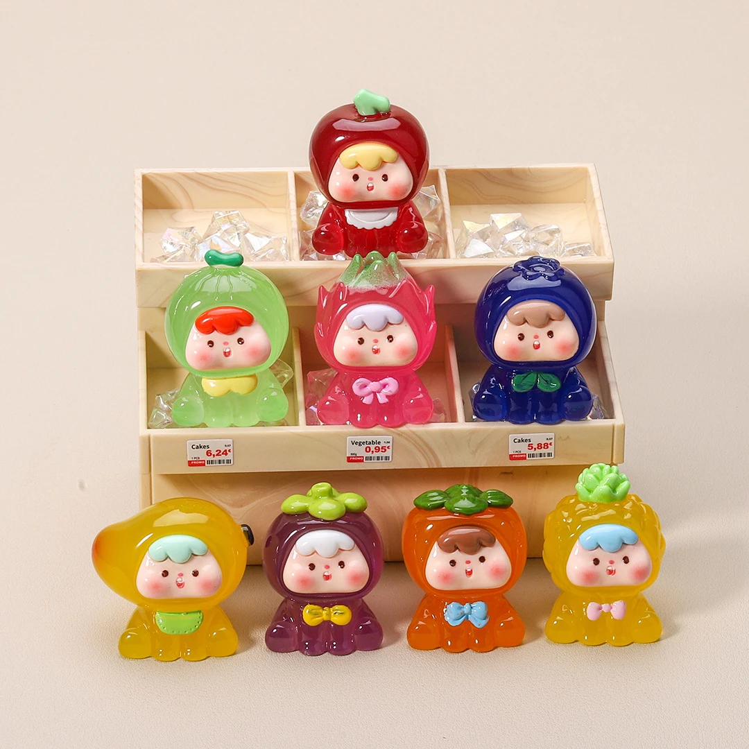 【九宫格】水果崽崽多妹实色夜光混合树脂手工DIY过家家办公桌摆件