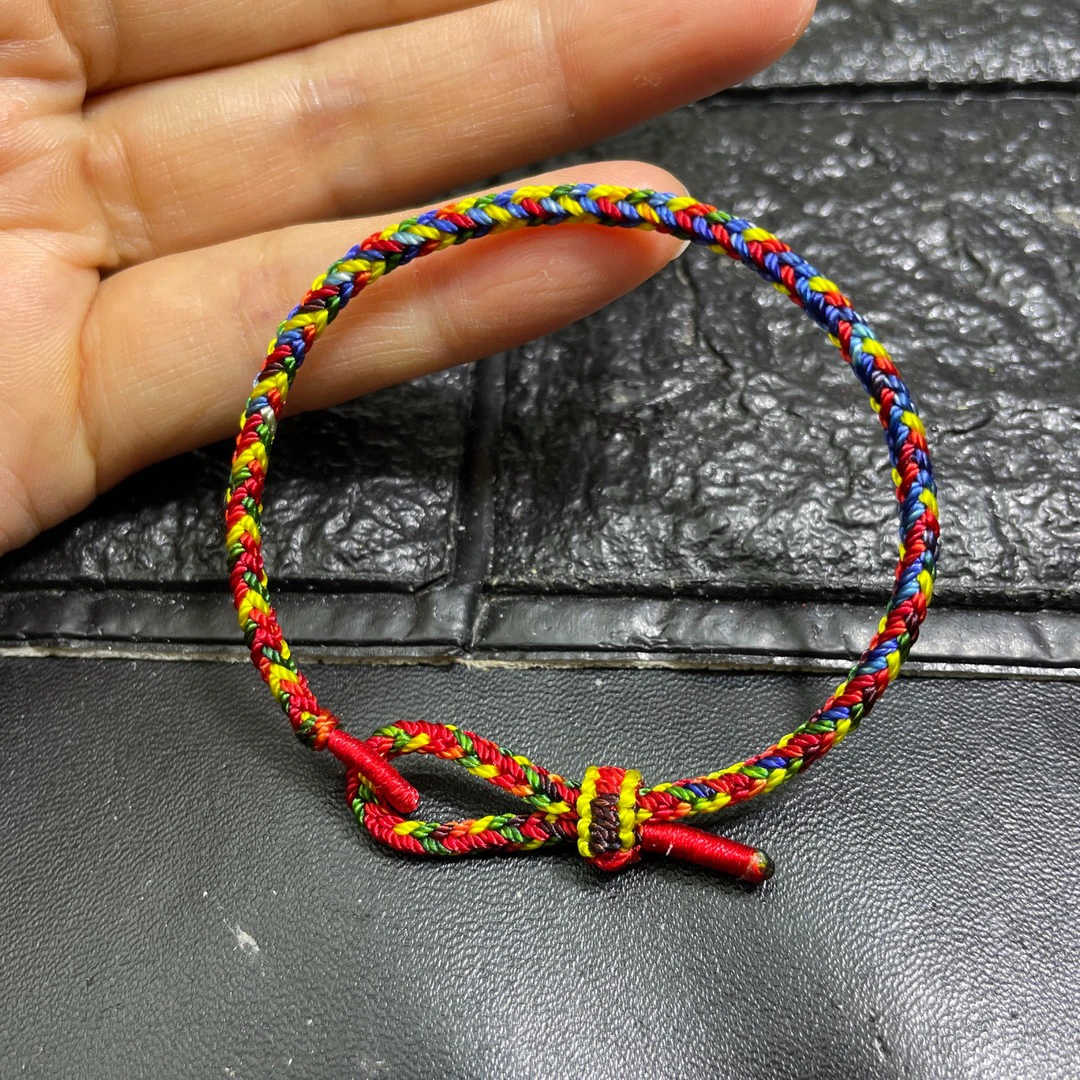 纯手工编织五彩绳精编轮回扣手绳 情侣款 支持订制