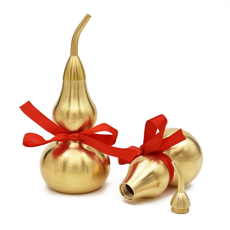 铜葫芦挂饰空心纯黄铜五帝钱大小号家居客厅车挂件开口摆件工艺品