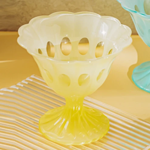 【微瑕】风铃花水晶甜品杯-黄色 fd