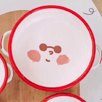 【微瑕】今日心情双耳碗 18CM耍酷 fd