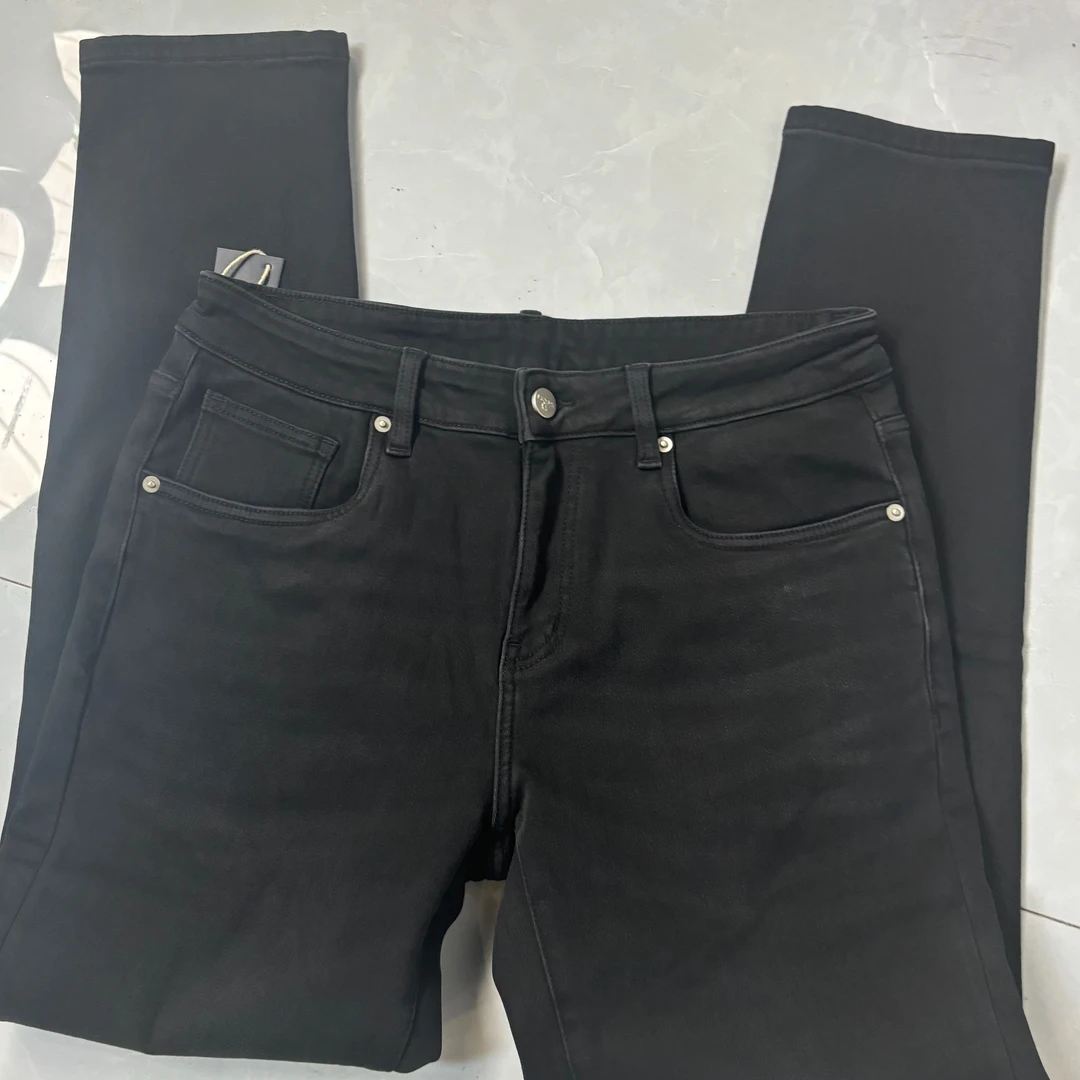 很高端 男士秋冬季加绒黑色牛仔裤 3351