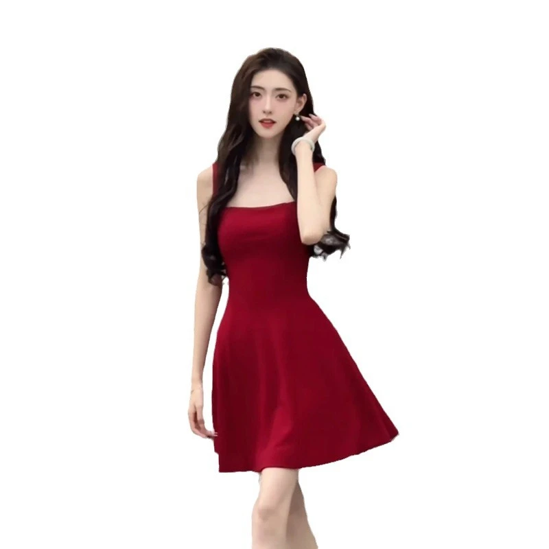 红色吊带女贝微微a字高腰小众短裙夏日胖妹妹女士防晒外套