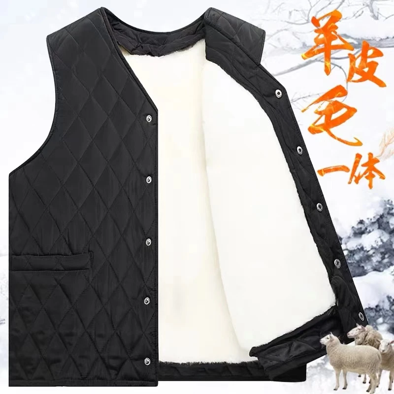 秋冬冬季保暖中老年男士羊毛甲常皮毛一体可拆卸内胆活里活面