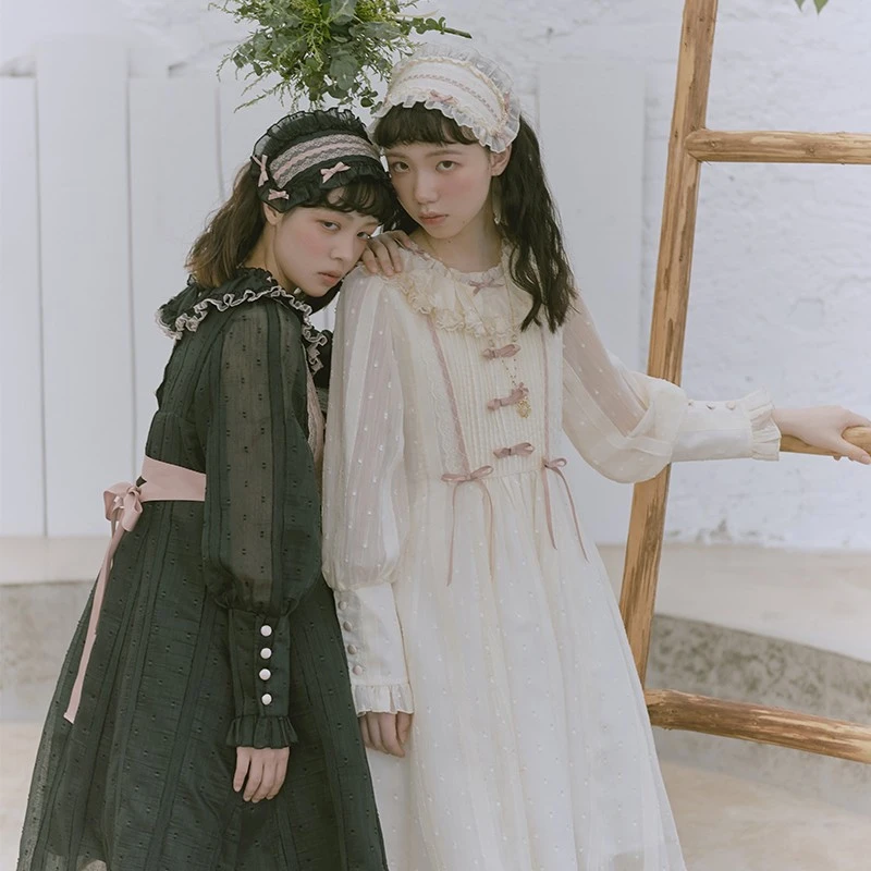 林奈的花钟op 日系少女裙子Lolita甜美日常纯色公主长袖连衣裙子