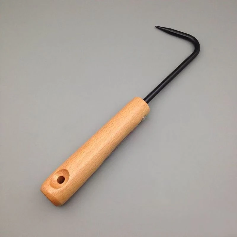 不锈钢跟钩单爪盆景换土爪根利器松土钩木质手柄