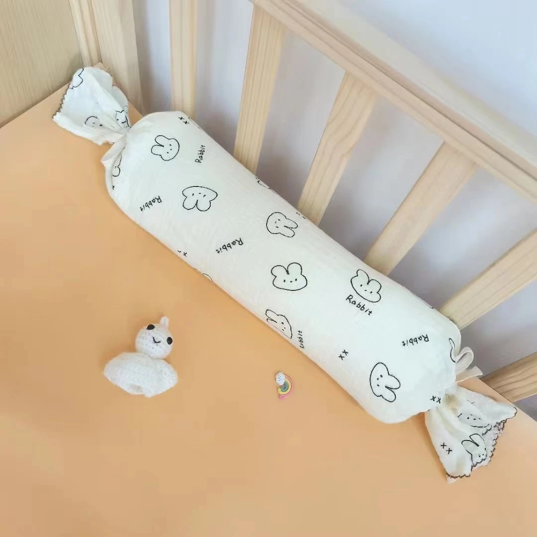 新生儿束口糖果枕棉花糖双层绉布Q弹花边颈椎枕宝宝防侧翻垫背枕