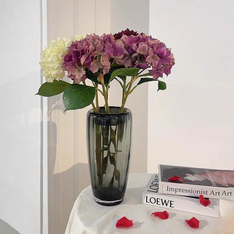 加厚原色料现代轻奢透明玻璃花瓶插花花器客厅电视柜简约餐桌内翻