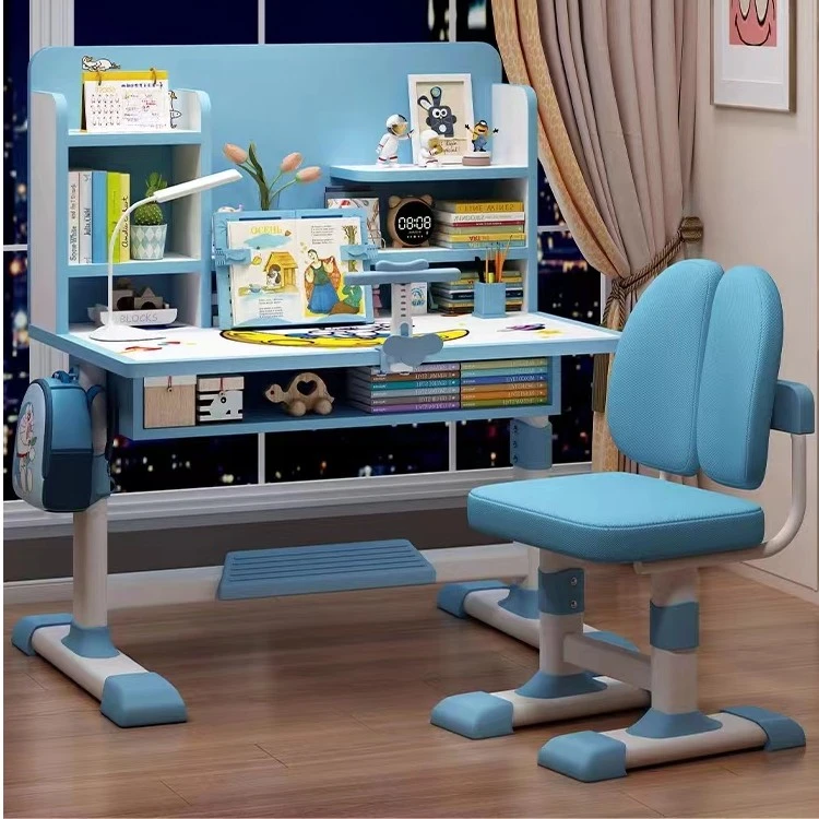 【出口品质】儿童写字桌椅子小孩学习家用初中生简约书桌书柜一体