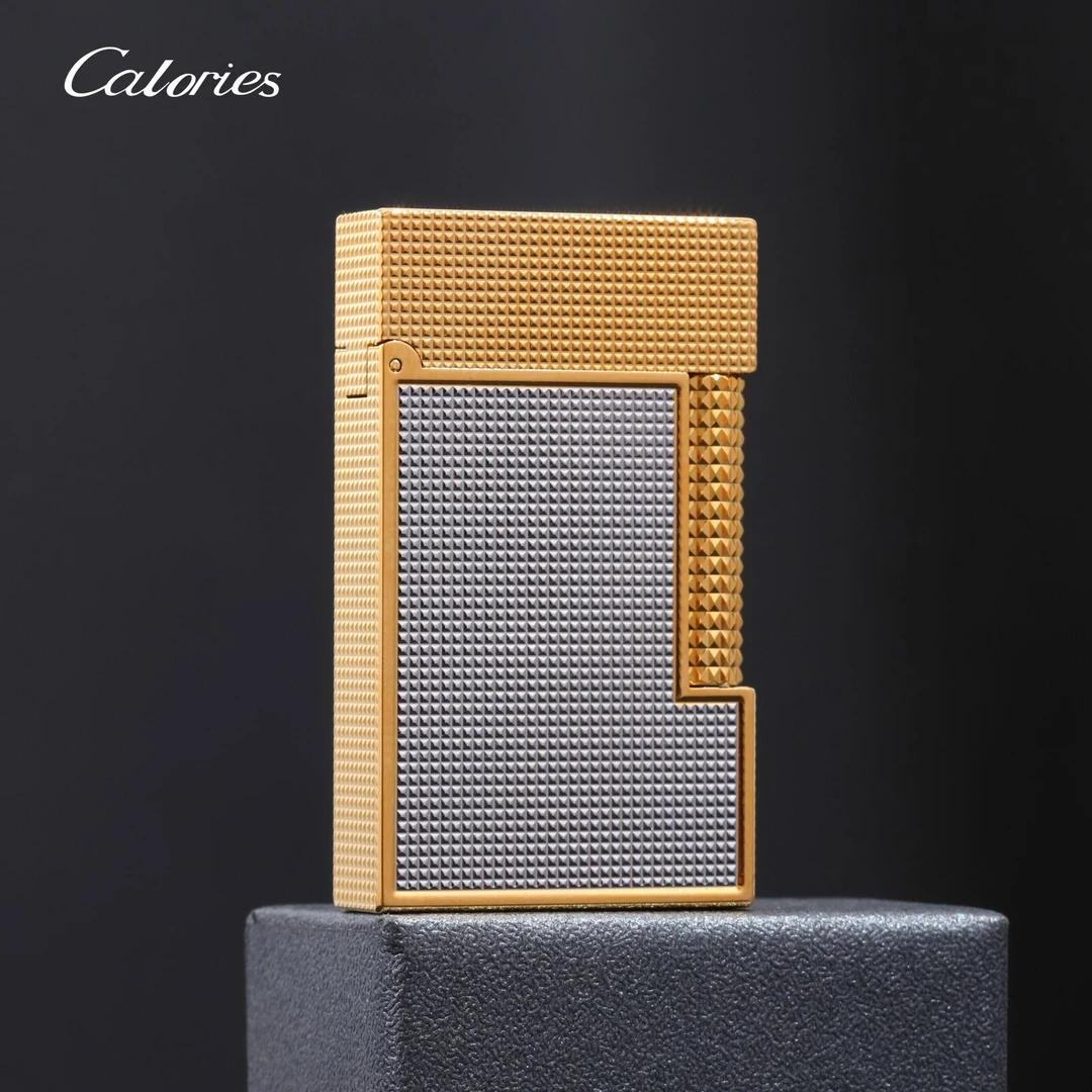 卡路新款金银双拼巴黎钉黄铜砂轮侧滑钢音朗声打火机个性高档LS05