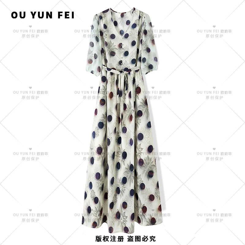 【大波点】气质连衣裙夏季新款显瘦穿搭轻奢女装洋气高级长裙F1309