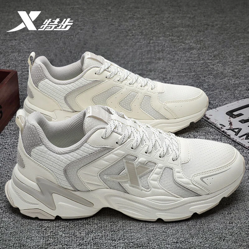 特步男鞋度假穿搭时尚网面透气老爹鞋厚底跑鞋品牌运动鞋男毕业礼