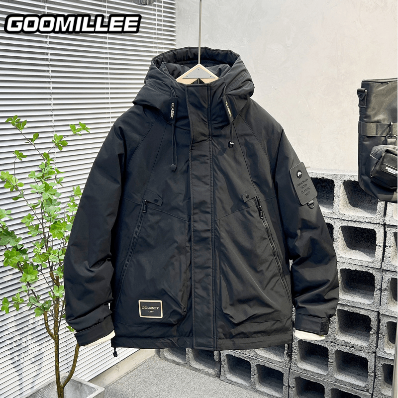 GOOMIL LEE冬季羽绒服男士加厚保暖外套户外帅气连帽白鸭绒冲锋衣