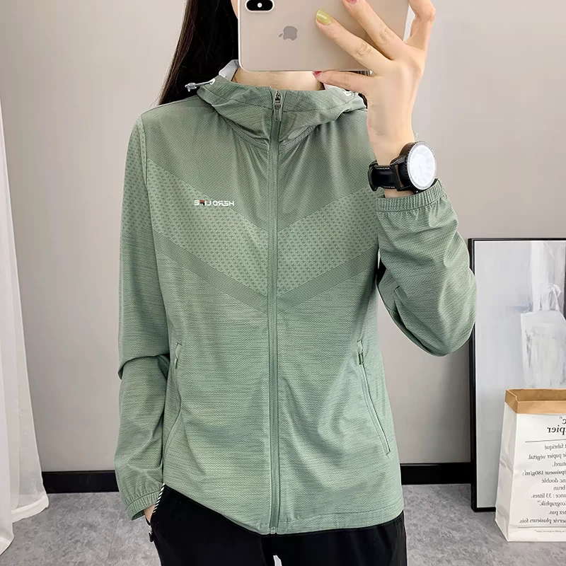 户外冰丝防晒衣女显瘦夏防紫外线薄款透气弹力运动皮肤衣速干外套