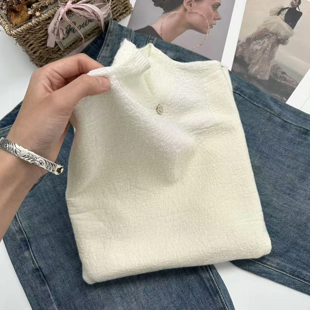 飞飞家 冬款打底半高领纯色针织衫Y5433