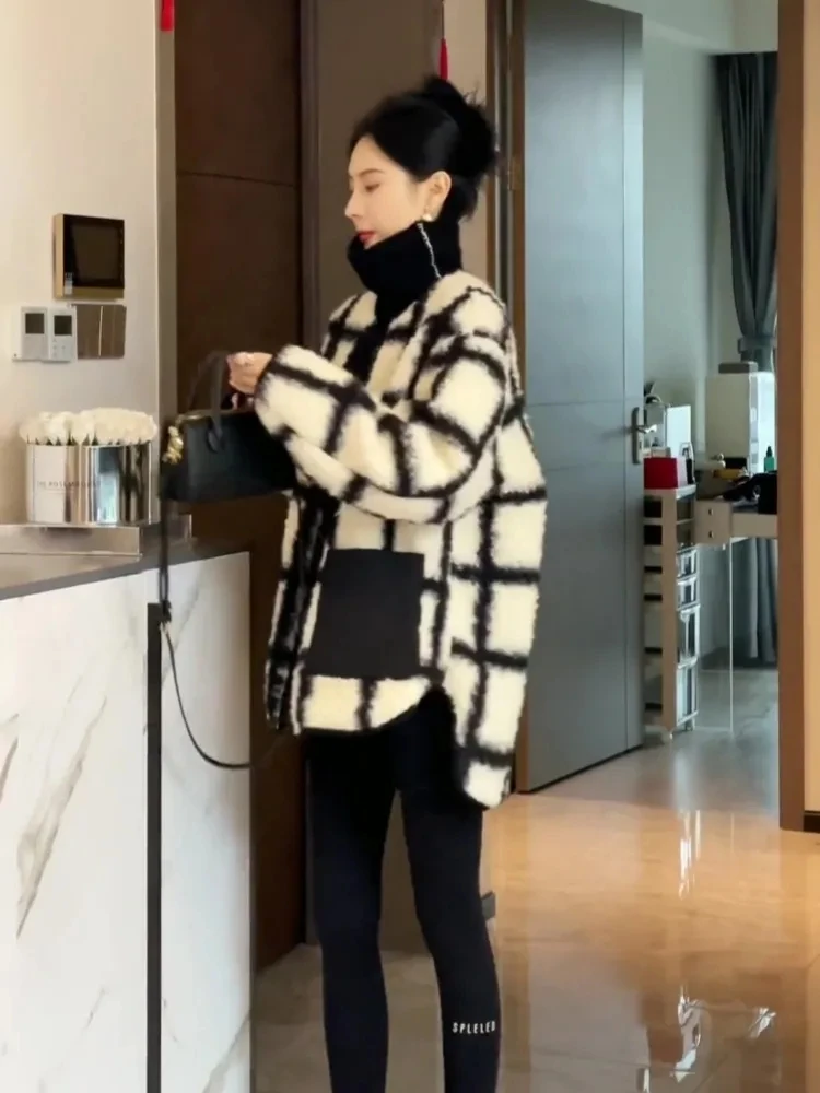 2566#韩版名媛小香风毛毛外套女秋冬新款宽松小个子穿搭上衣