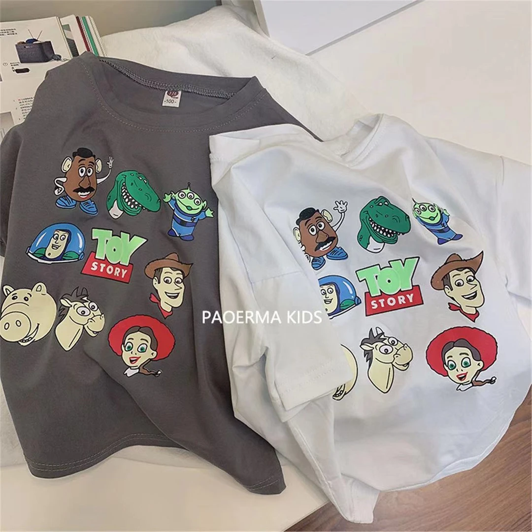 纯棉儿童短袖T恤宽松韩版休闲中小童夏季2025新款百搭卡通动漫潮