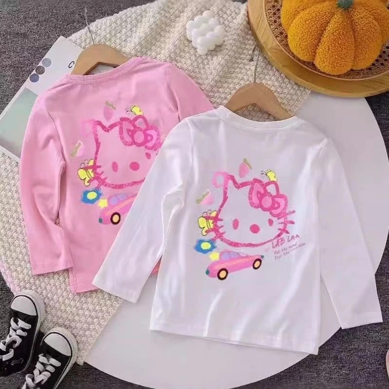 纯棉女童打底衫春秋2025新款女宝长袖T恤宽松韩版圆领中小童潮流