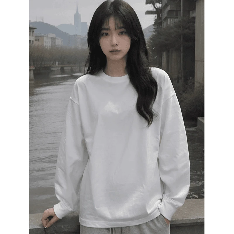 白色内搭长袖T恤男秋冬100%纯棉300g新疆棉打底衫上衣潮牌高级感