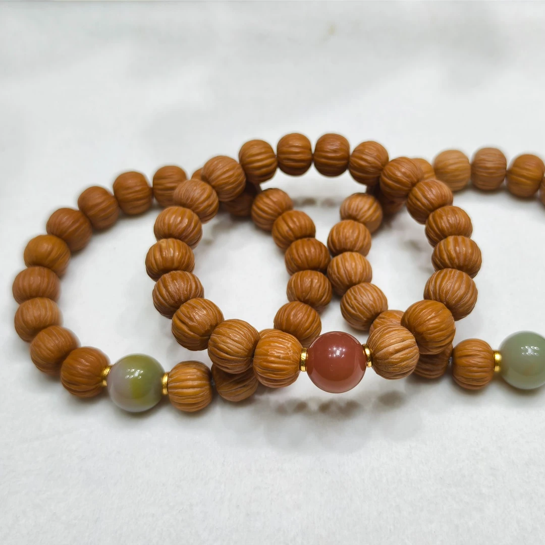 【马老师】精品911猴头南瓜珠搭12mm盐源玛瑙DIY手串 多样性发一件