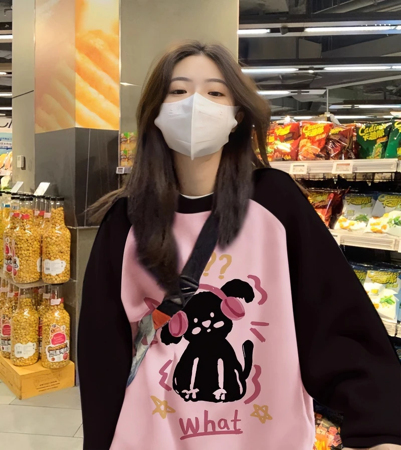 新款卫衣女款2024款洋气时尚秋冬慵懒风插肩袖设计感小众潮牌衣服