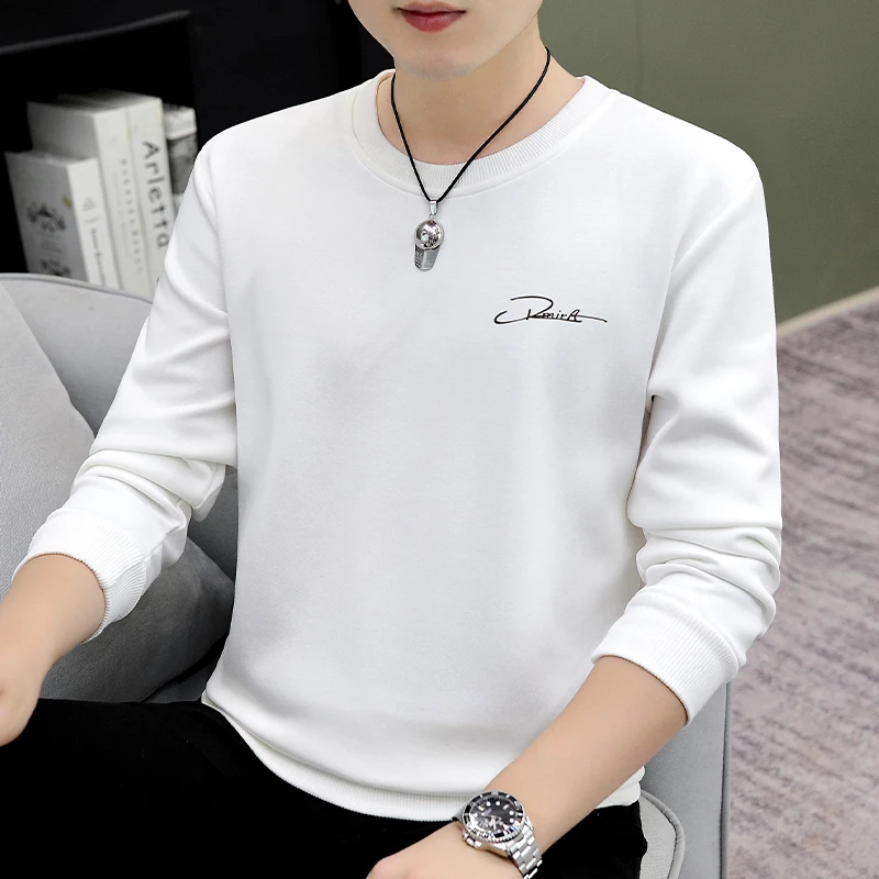 男士长袖卫衣春秋季上衣百搭纯棉时尚休闲潮流宽松韩版圆领打底衫