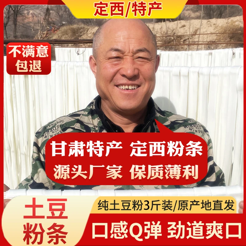 甘肃定西火锅土豆粉3斤装干粉条马铃薯洋芋粉条甘肃麻辣烫粉