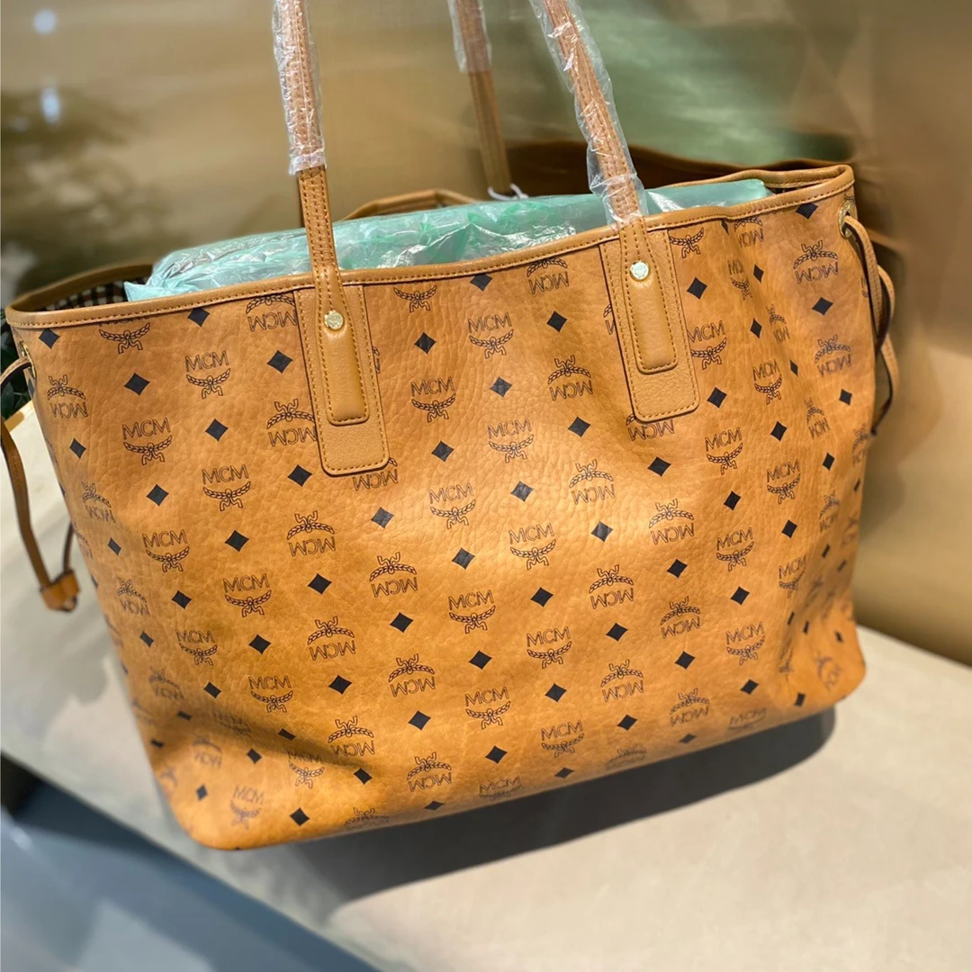 99新 MCM mcm干邑色子母购物袋/TH33080540