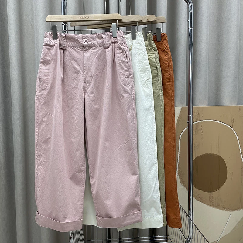 自制 薄款棉制松紧腰工装裤休闲百搭高腰休闲裤