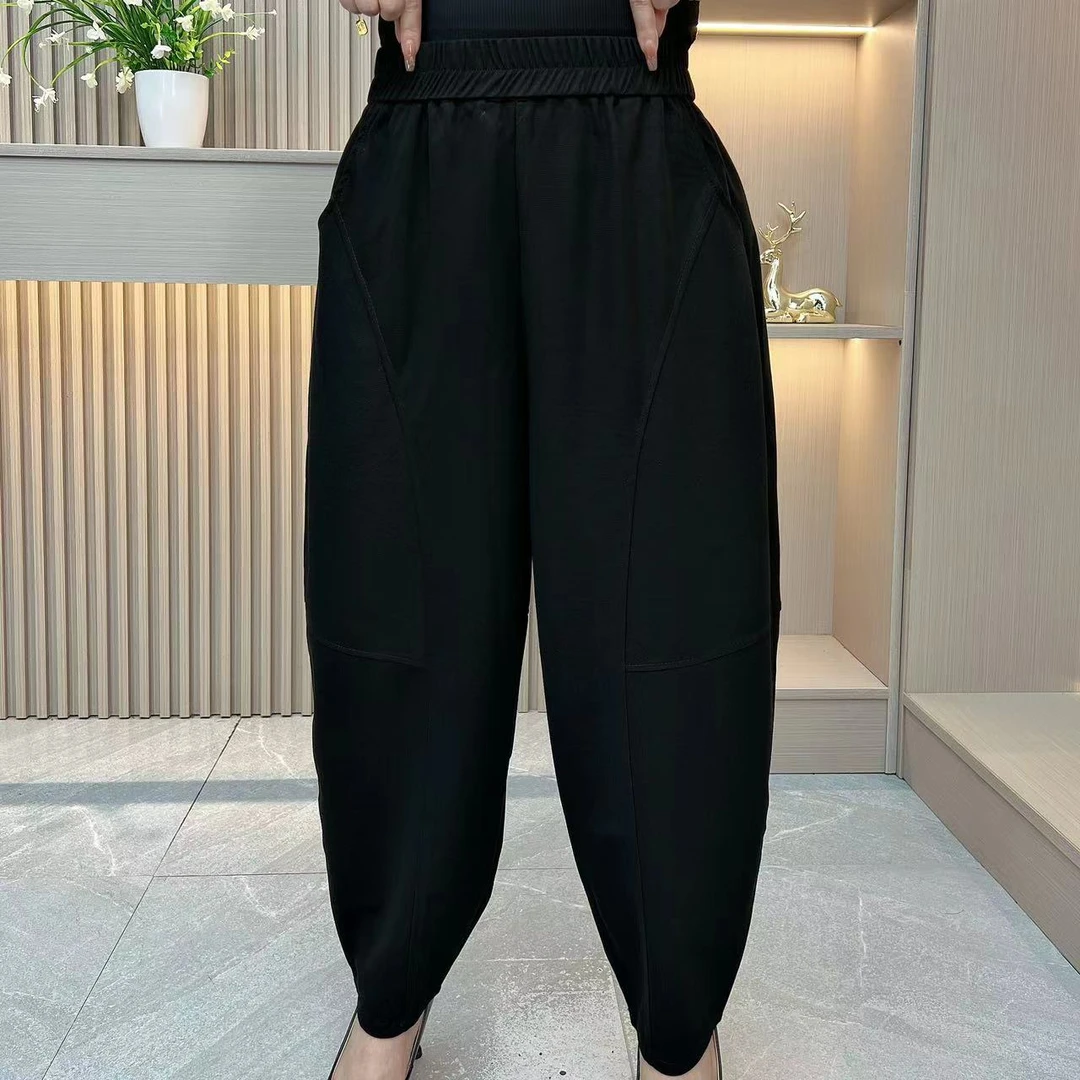 【好运来严选】8001#早秋款新款时尚休闲高腰宽松百搭大口袋哈伦裤