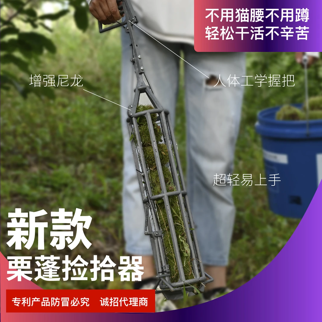 捡栗子器板栗壳捡拾器捡栗子工具收集器夹神器新型专利捡板栗神器