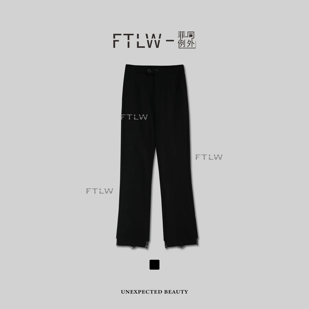 FTLW-【起初】夏季轻奢高腰后开叉直筒裤休闲裤-1552