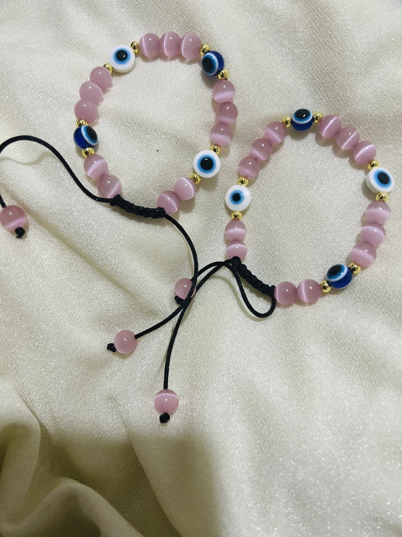 非金属布艺手链 新款手链饰品串珠手串白色蓝色手链有礼盒2个手链