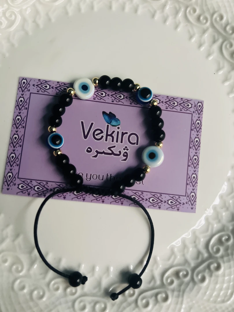 非金属布艺手链 新款手链百搭轻奢小众蓝色饰品串珠手串白蓝白蓝