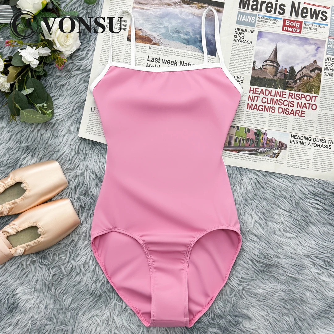vonsu梵舒芭蕾练功服吊带舞蹈体操服连体瑜伽服女B6201欧若风穿搭
