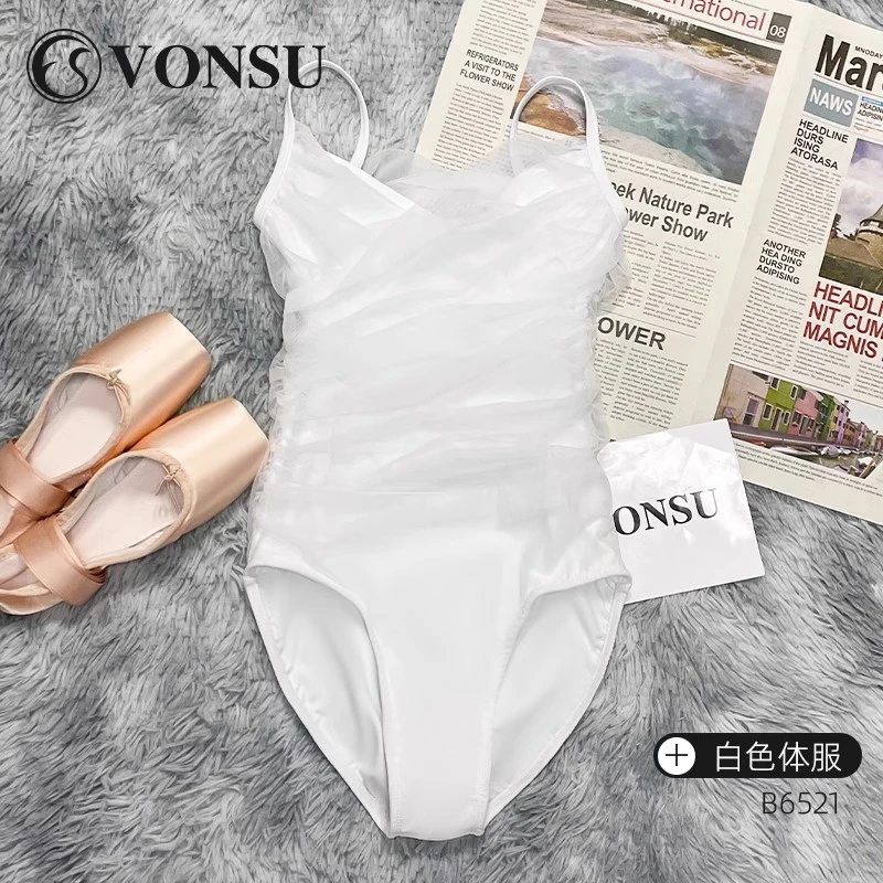 【高级感导师服】芭蕾舞练功服连体服网纱拼接吊带体操演出服B6521